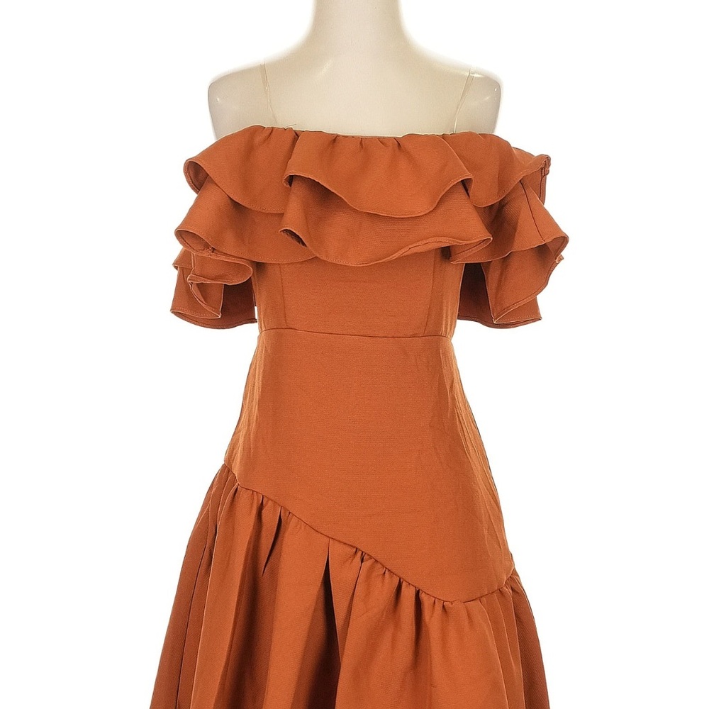 Orange Off-Shoulder Flutter Sleeve Sundress